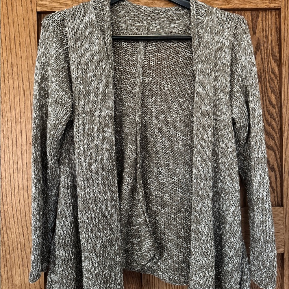 Women's Brill beige and Gray Open-Front Sweater